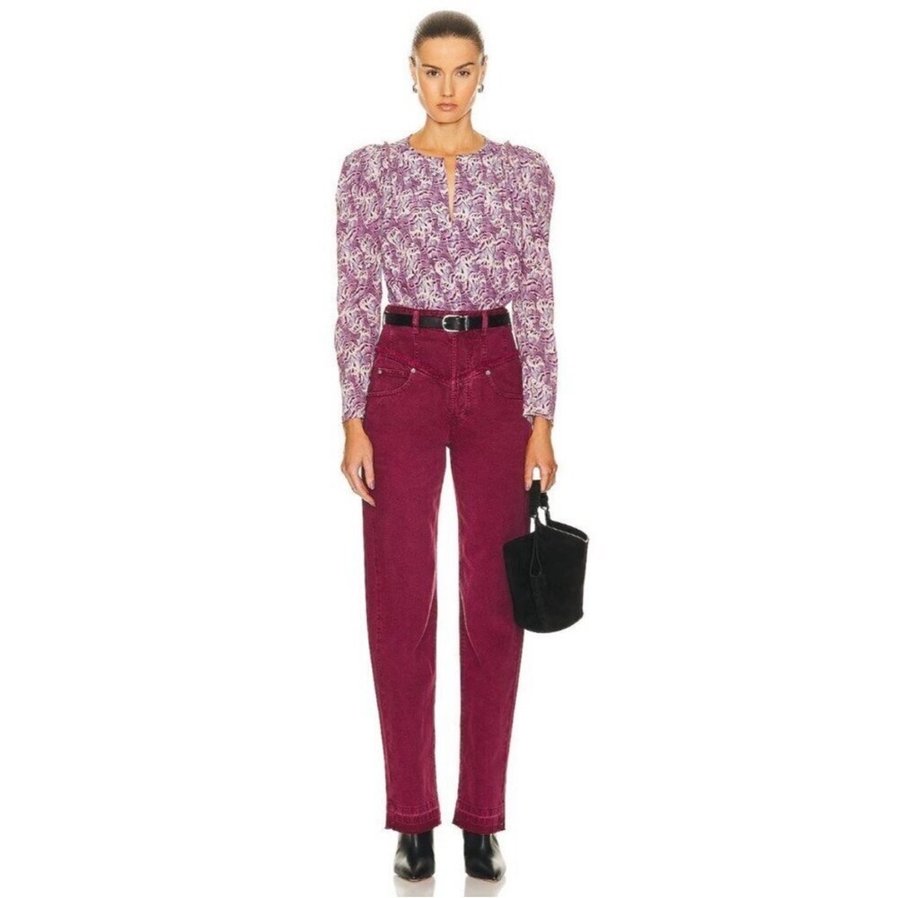 Isabel Marant Noemie‎ Straight Leg Jeans Burgundy Wash size 44/ US 12